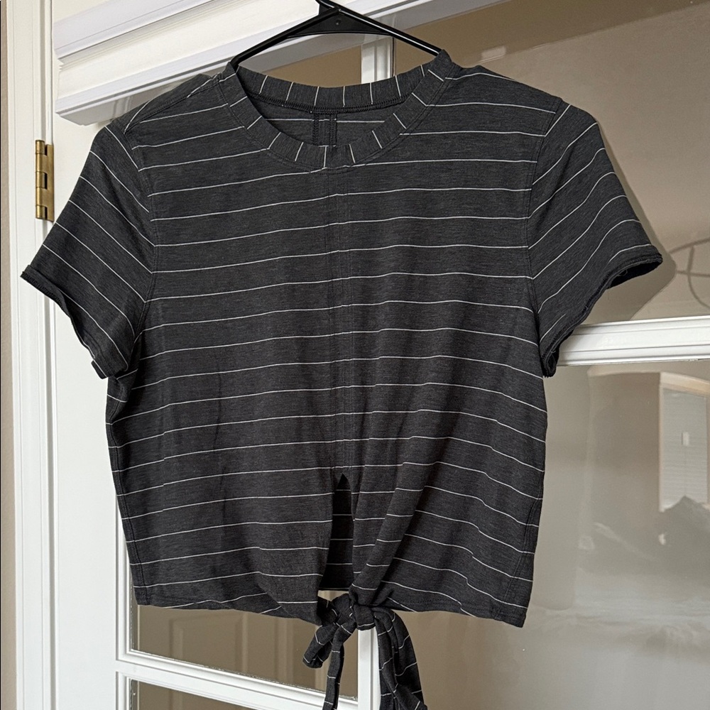 lululemon athletica Black Striped Crop Top